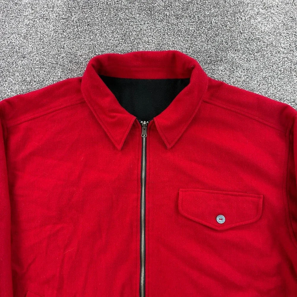 Vintage Marlboro Jacket Mens XL Red Black‎ Full Zip Reversible Wool Smoking - Picture 2 of 7